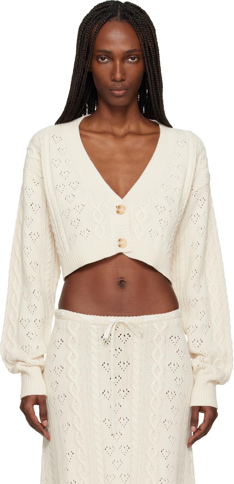 Off-White Noah Wool Cable Crop Cardigan by GUIZIO