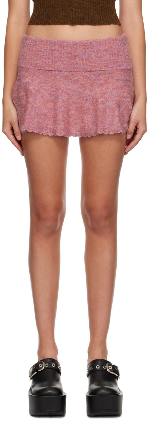Pink Heart Scallop Miniskirt by GUIZIO