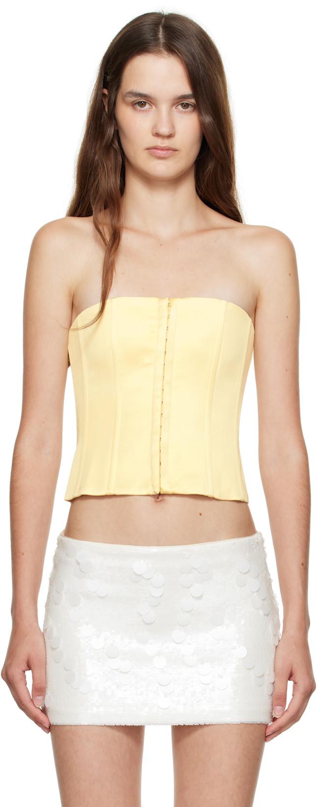 Yellow Satin Corset by GUIZIO
