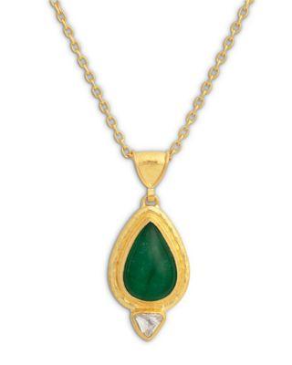 22K & 24K Yellow Gold Muse Emerald & Diamond Pendant Necklace by GURHAN