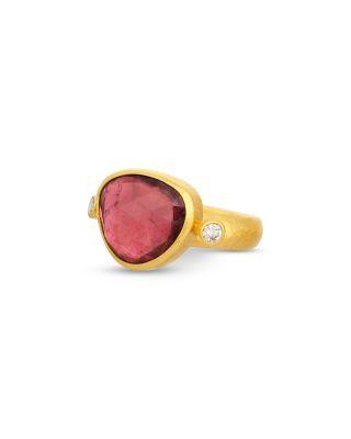 24K Yellow Gold Elements Tourmaline & Diamond Cocktail Ring by GURHAN