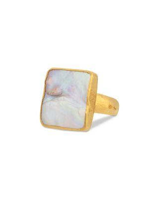 24K Yellow Gold Oyster Pearl Cocktail Ring by GURHAN