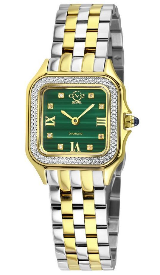 GV2 Milan Women's Malachite Dial, Two toned SS/IPYG  Bracelet Watch by GV2