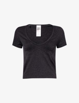 Adapt Animal-Print Short-Sleeve Stretch-Woven Top by GYMSHARK