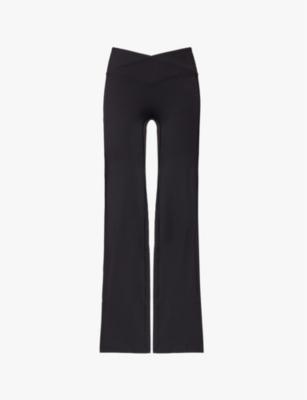 Crossover waist flared-leg regular stretch-woven leggings by GYMSHARK
