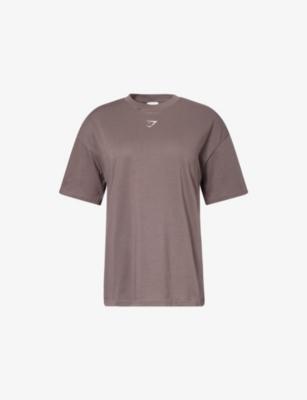 GS Power Logo-Print Oversized Cotton-Blend T-Shirt by GYMSHARK