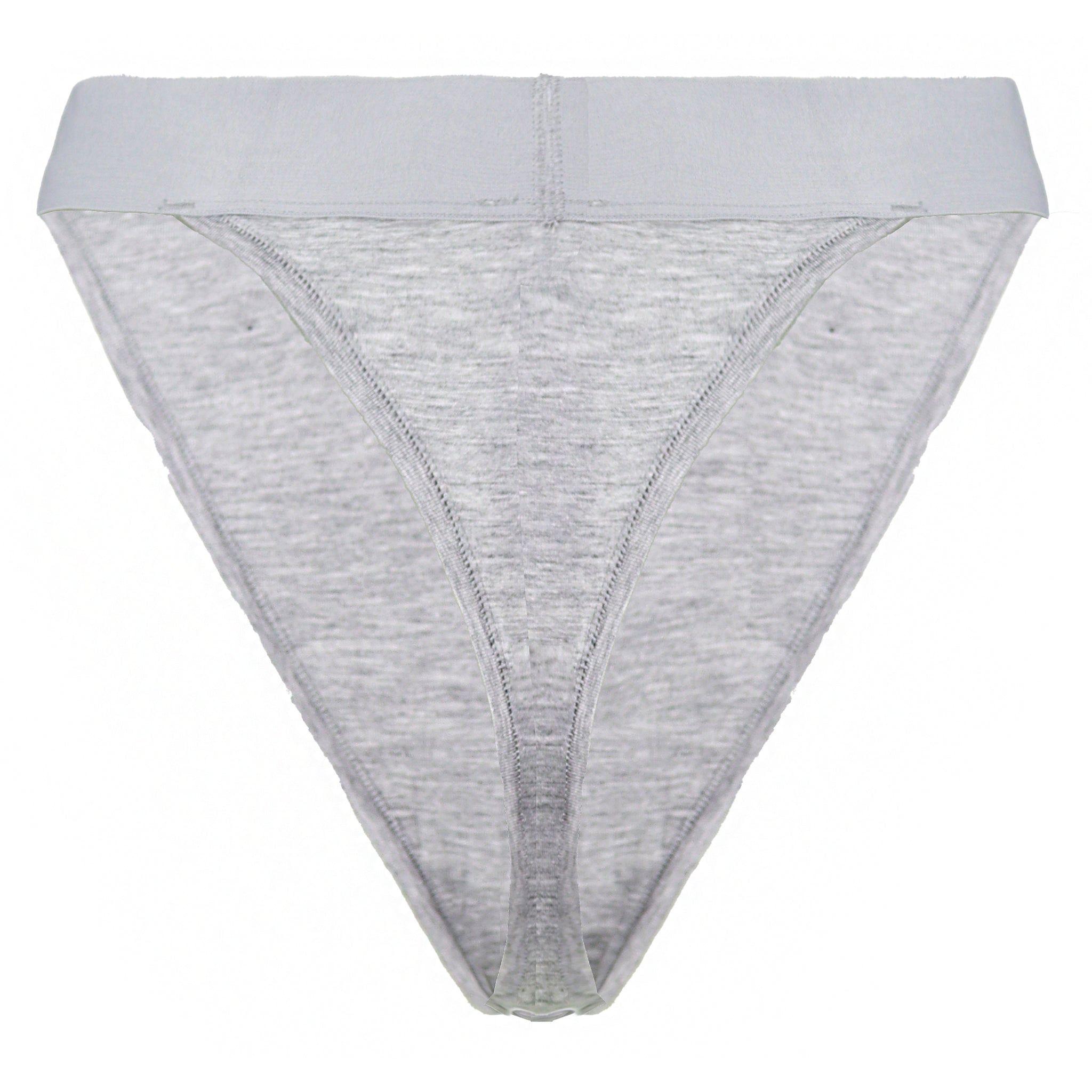High Rise Light Grey Cotton Thong by GYMSHARK