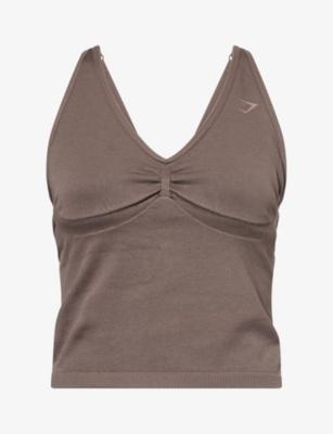 Lift Seamless Logo-Print Midi Tank Top by GYMSHARK