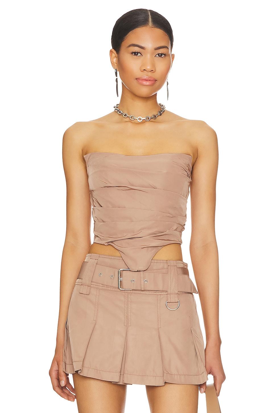 h:ours Ariella Corset Top in Brown by H:OURS
