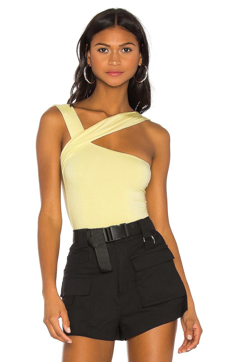 h:ours Halsey Bodysuit in Yellow by H:OURS