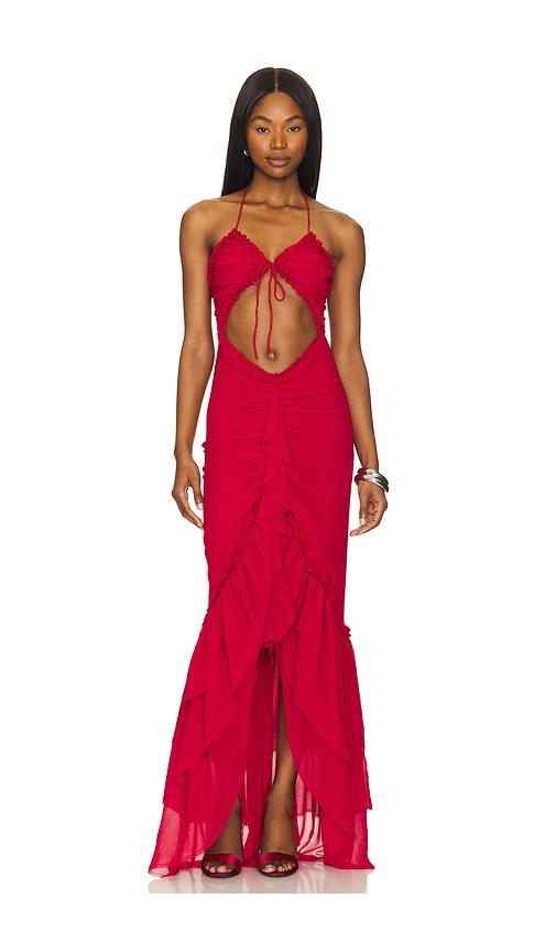 h:ours Haven Maxi Dress in Red by H:OURS