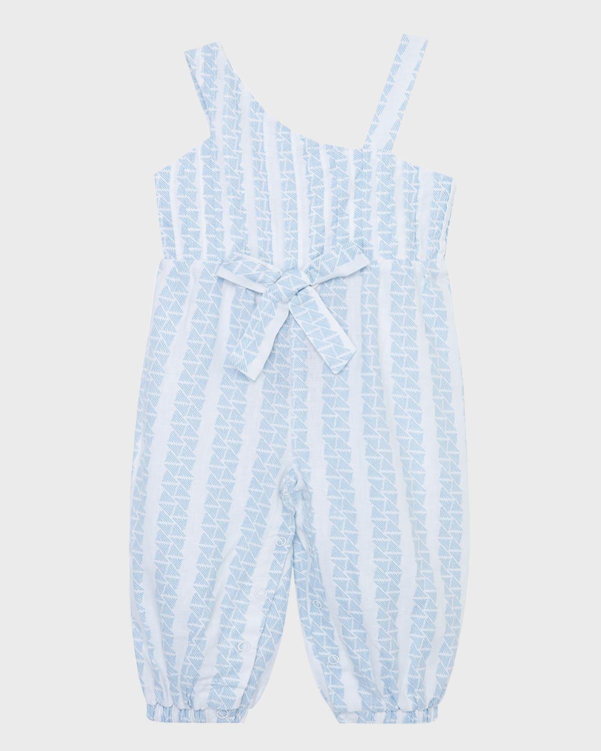 Girl's One Shoulder Multi Striped-Print Wide Leg Jumpsuit, Size 12M-24M by HABITUAL