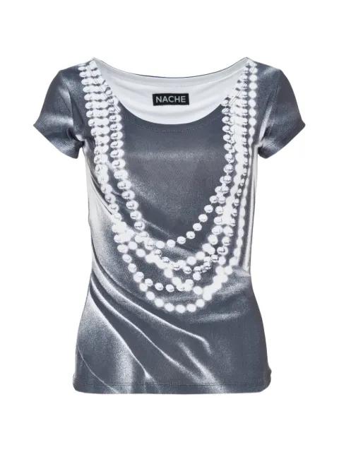 pearl-print T-shirt by HACHE