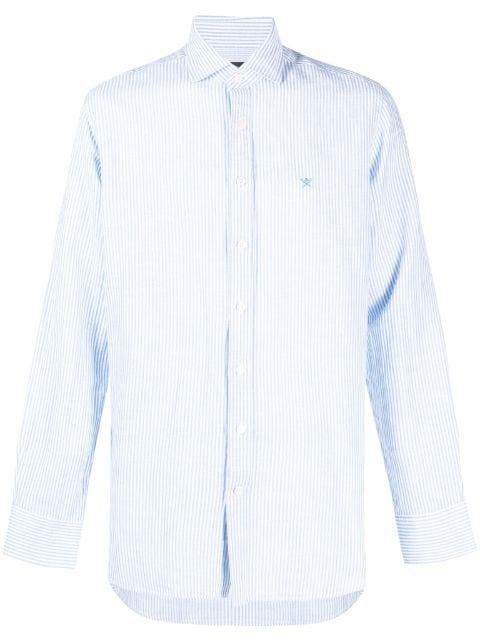 Bengal stripe-pattern linen-blend shirt by HACKETT