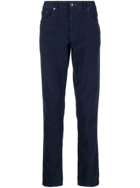 Moleskin logo-patch straight-leg cotton trousers by HACKETT
