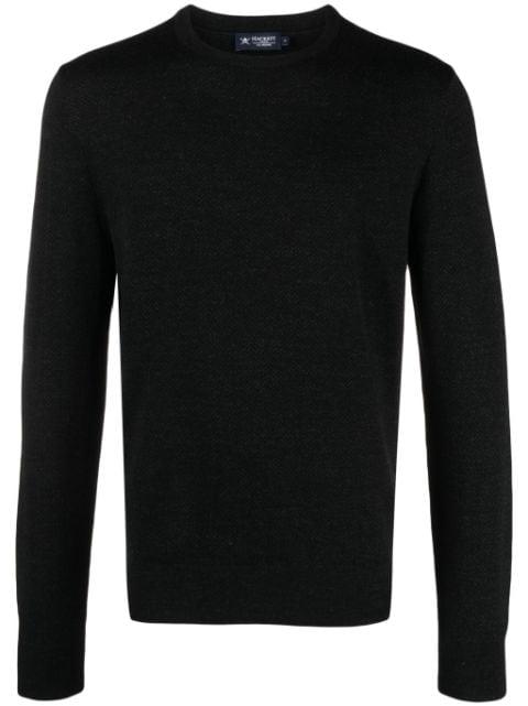 herringbone jacquard wool jumper by HACKETT