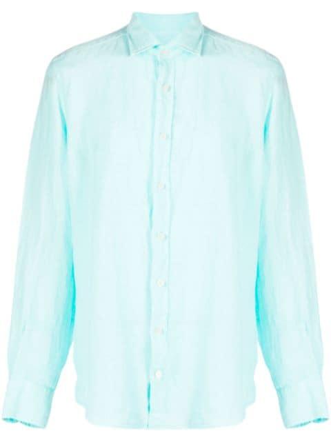 logo-embroidered linen shirt by HACKETT