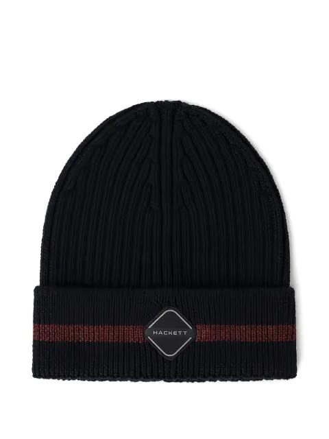 ribbed stripe beanie by HACKETT