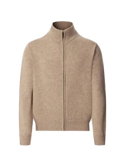 zip ribbed knit cardigan by HACKETT