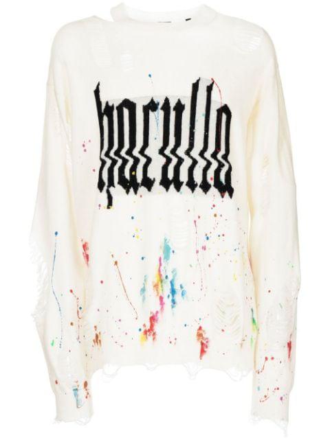 Glitched logo-print ripped sweatshirt by HACULLA