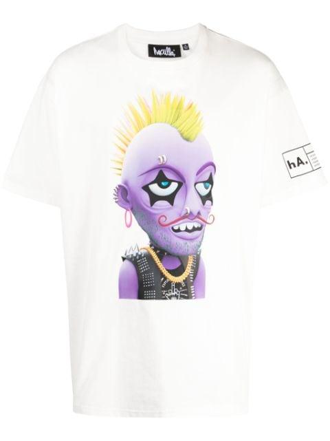 Moe-print cotton T-shirt by HACULLA