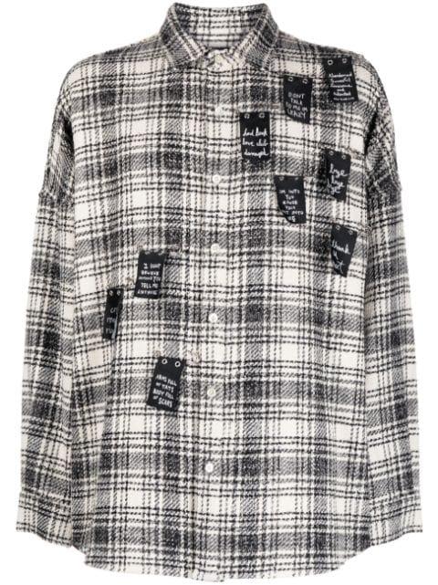 Safety plaid-pattern tweed shirt by HACULLA