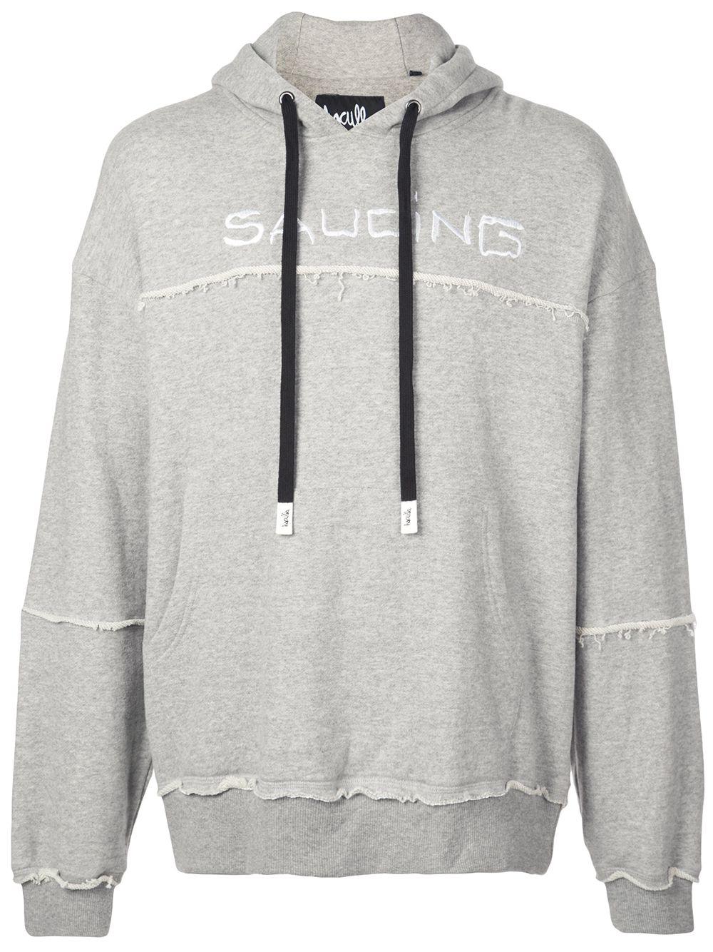 Saucing slogan drawstring hoodie by HACULLA