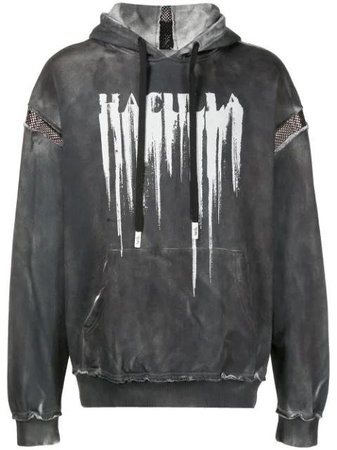 Smeared distressed cotton hoodie by HACULLA