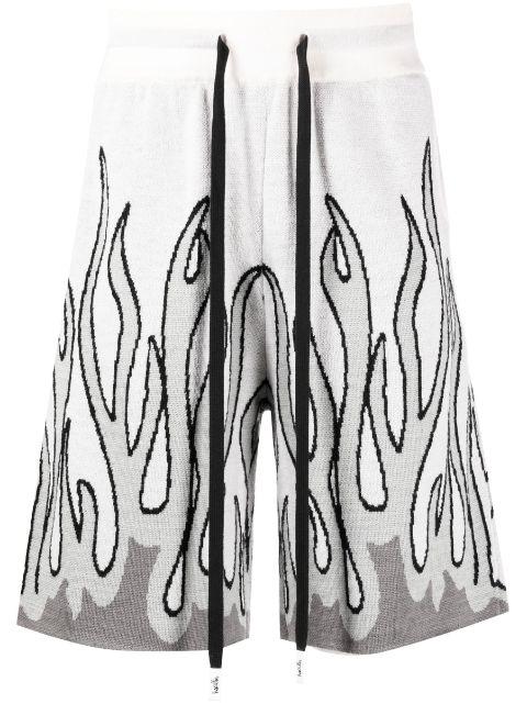 Un In Flames intarsia-knit shorts by HACULLA