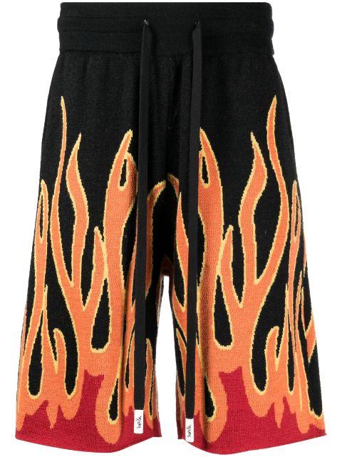 Un In Flames intarsia-knit shorts by HACULLA