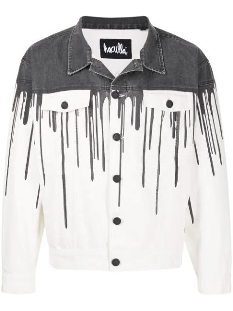 dripping-paint denim jacket by HACULLA