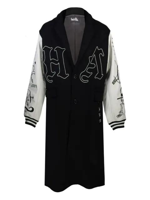 embroidered baseball-sleeve overcoat by HACULLA