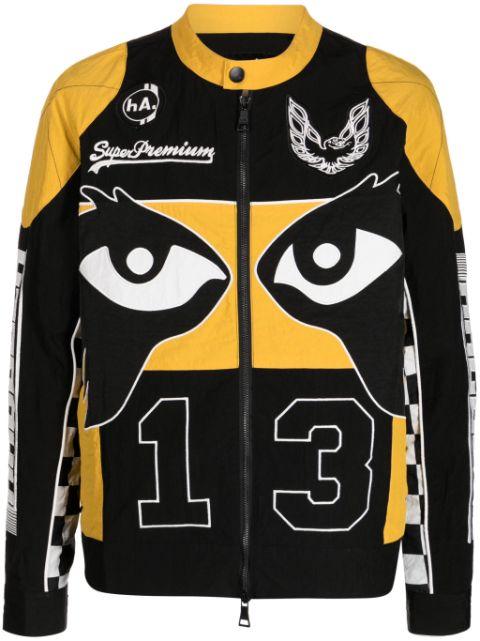 graphic-print zip-up biker jacket by HACULLA