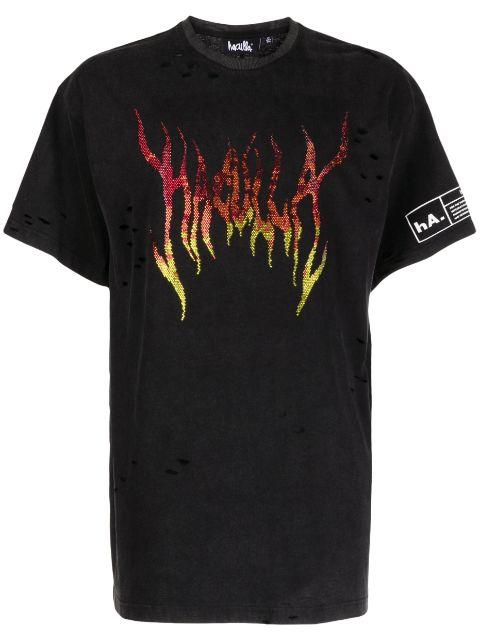 logo-print cotton T-shirt by HACULLA