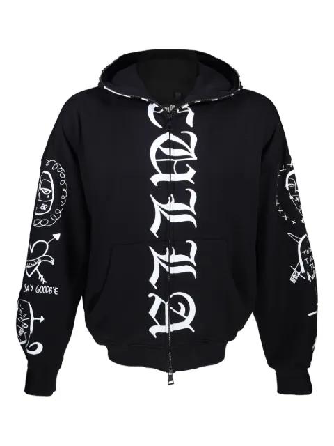 zip-up graphic hoodie by HACULLA