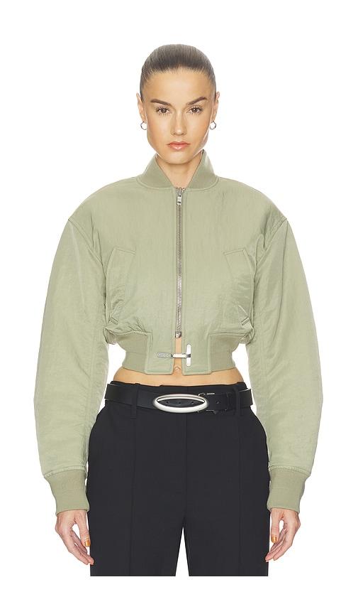 HAELO Crop Bomber Jacket in Olive by HAELO