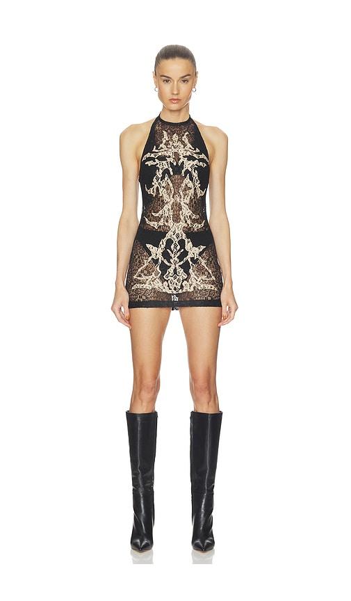 HAELO Feather Lace Mini Dress in Black by HAELO