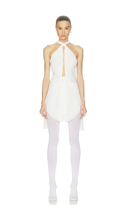 HAELO Pleated Drape Dress in White by HAELO