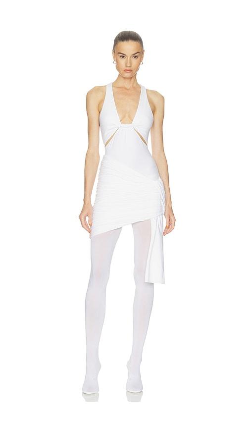 HAELO Twist Drape Tank Dress in White by HAELO