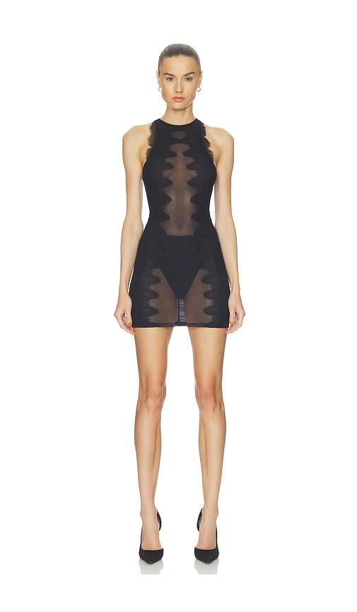 HAELO Wave Lace Mini Dress in Black by HAELO