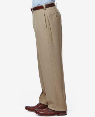 Men's Eclo Stria Classic Fit Flat Front Hidden Expandable Dress Pants by HAGGAR