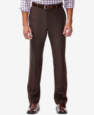 Men's Eclo Stria Classic Fit Flat Front Hidden Expandable Dress Pants by HAGGAR