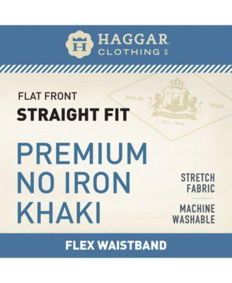 Men’s Premium No Iron Khaki Straight-Fit Stretch Flat-Front Pants by HAGGAR