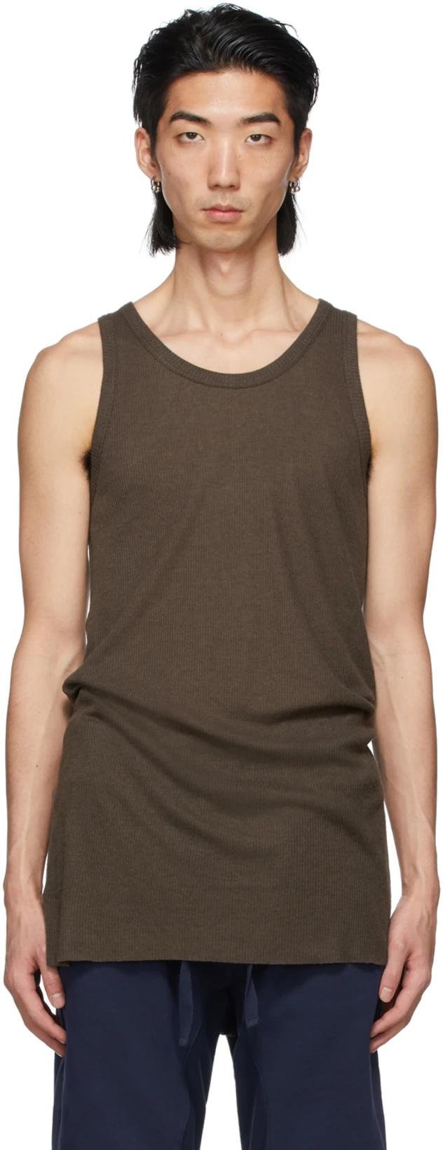 Brown Ribbed Tank Top by HAIDER ACKERMANN