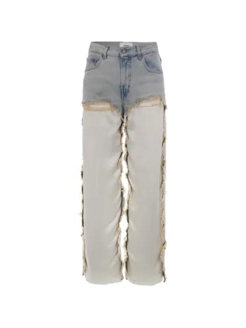 Bonnie distressed wide-leg cotton jeans by HAIKURE