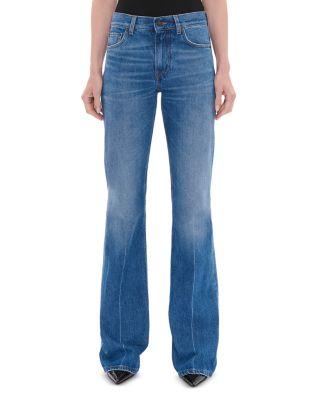 Flora Mid Rise Flare Leg Jeans in Real Blue by HAIKURE