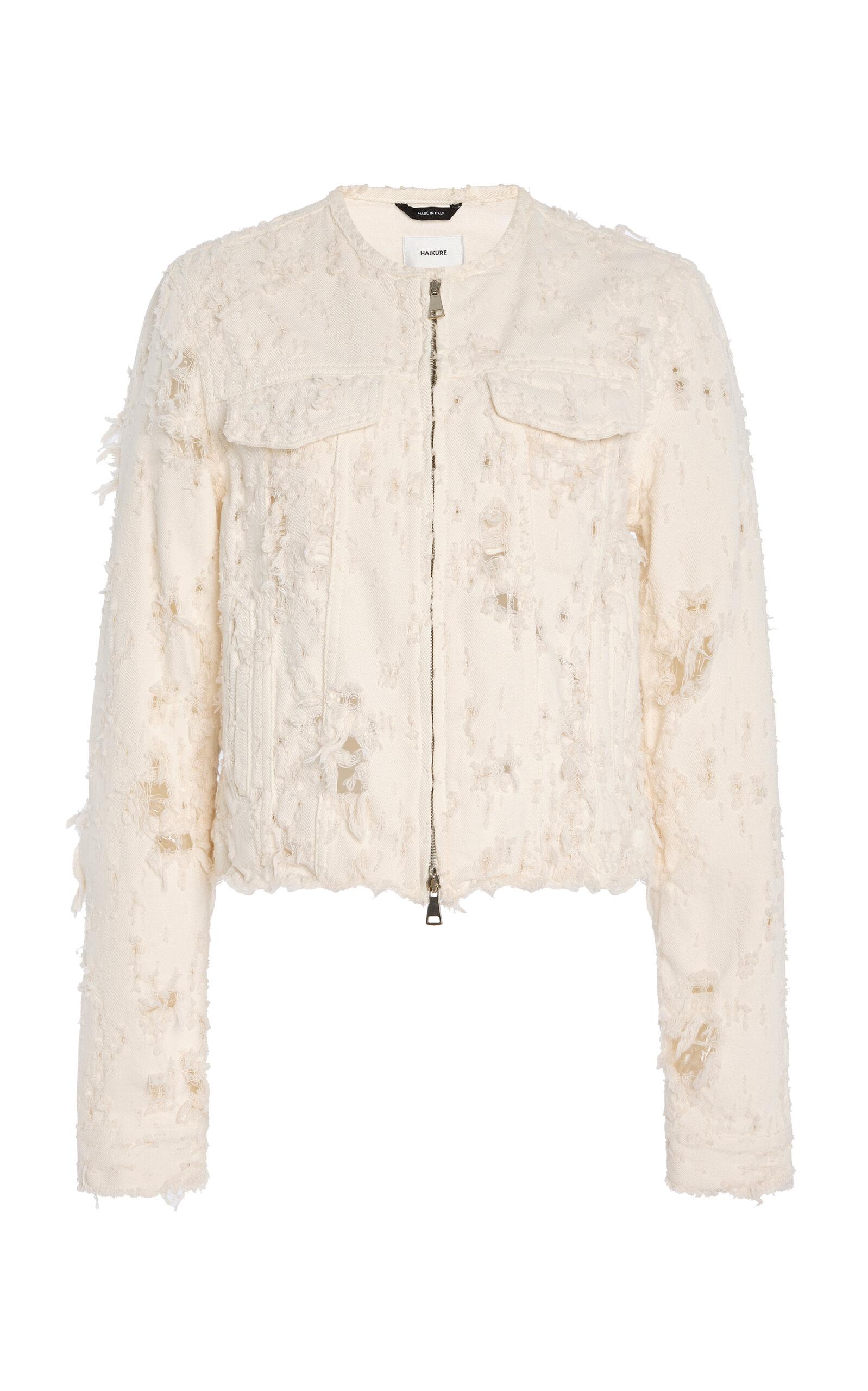 HAIKURE - Jena Bull Destroyed Denim Jacket - White - -oda Operandi by HAIKURE HAIKURE - Jena Bull Destroyed Denim Jacket - White - -oda Operandi by HAIKURE