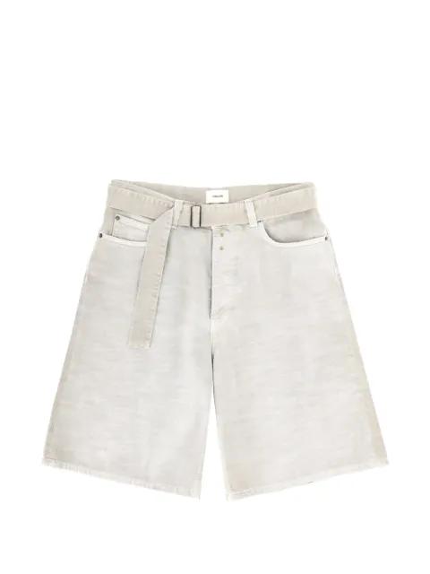 belted denim shorts by HAIKURE