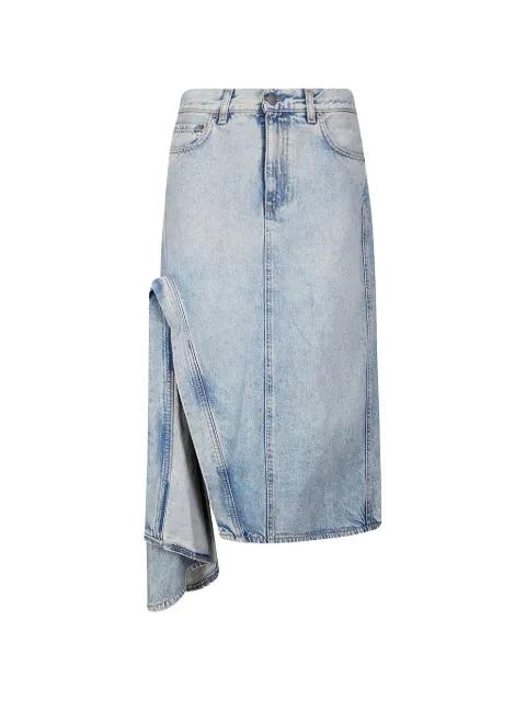 logo-patch draped skirt by HAIKURE
