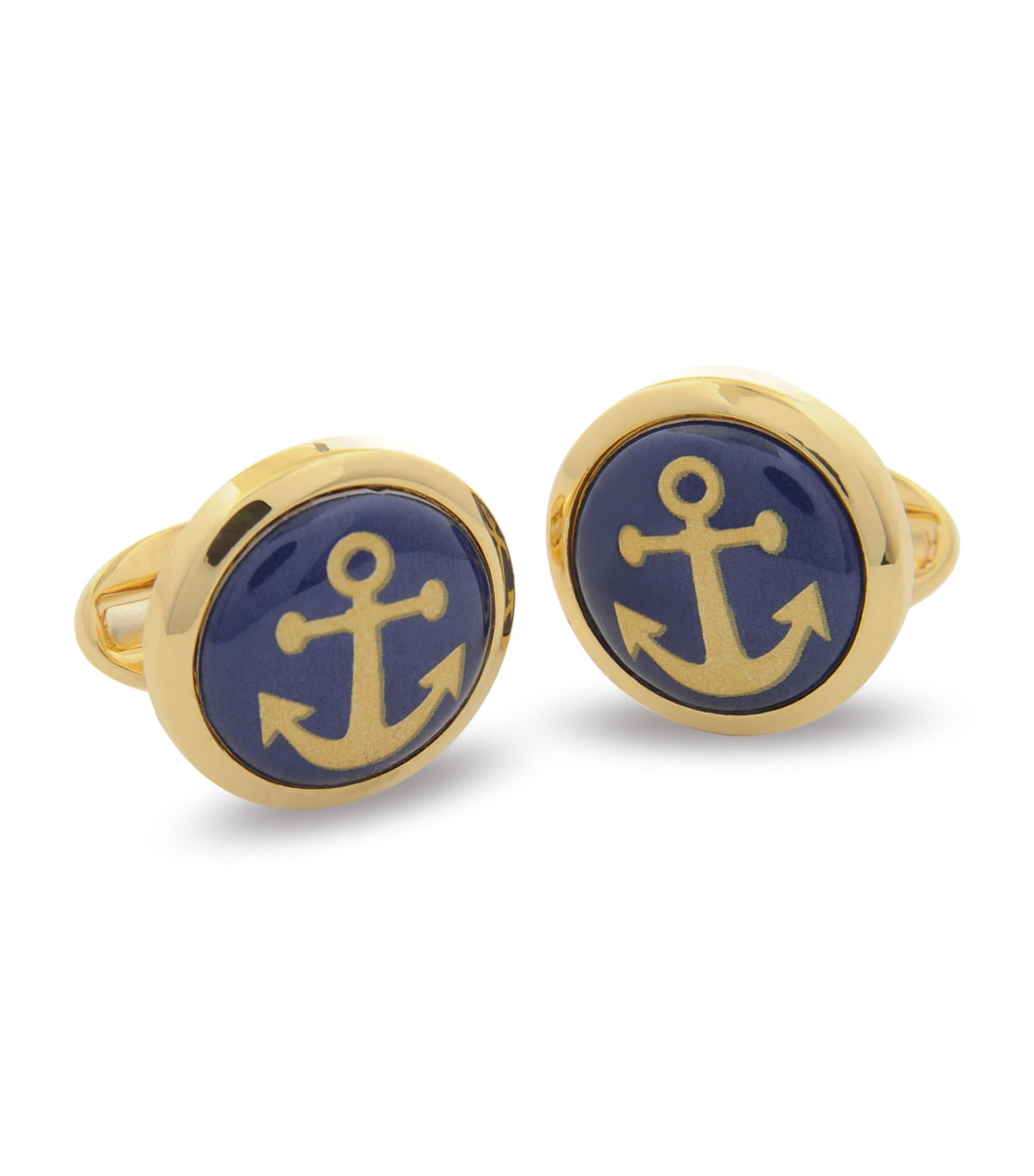 Halcyon Days Yellow Gold-Plated Anchor Cufflinks by HALCYON DAYS